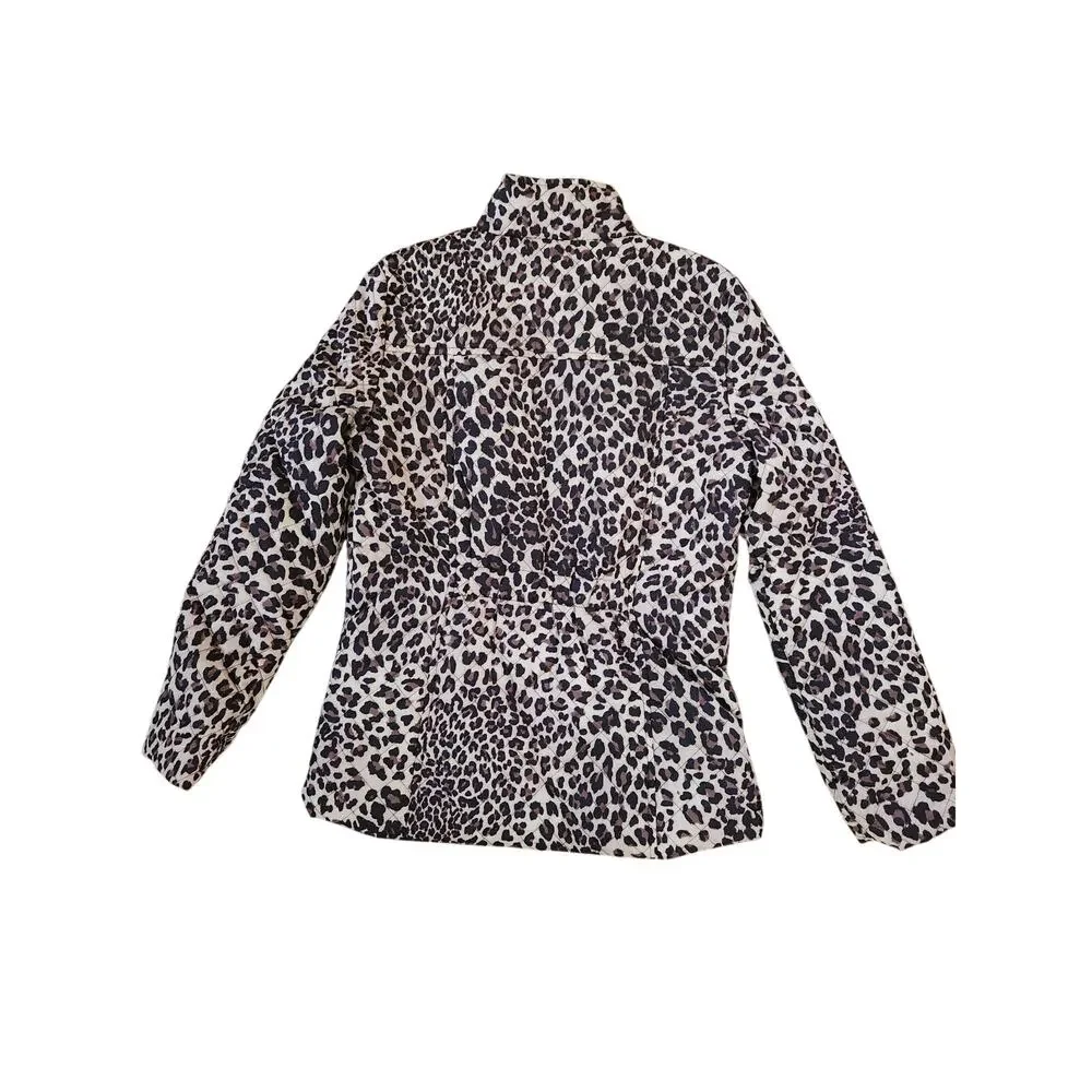 SO Girls Leopard Print Puffer Jacket Size 10/12 Quilted Zip Coat